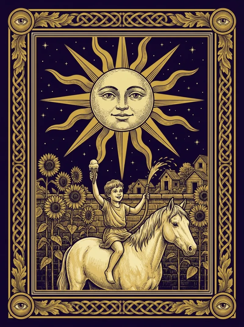 Tarotová karta Slunce — ilustrace Ezometru